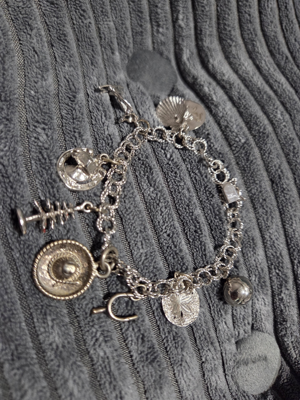 ROC Sterling Silver Charm Bracelet with Sport /Horse /hat Charms